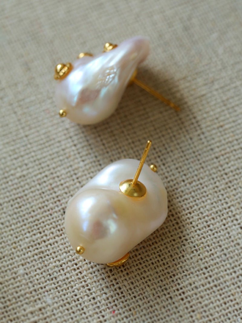 Artisanal Baroque Pearls Earrings - Gold - floysun