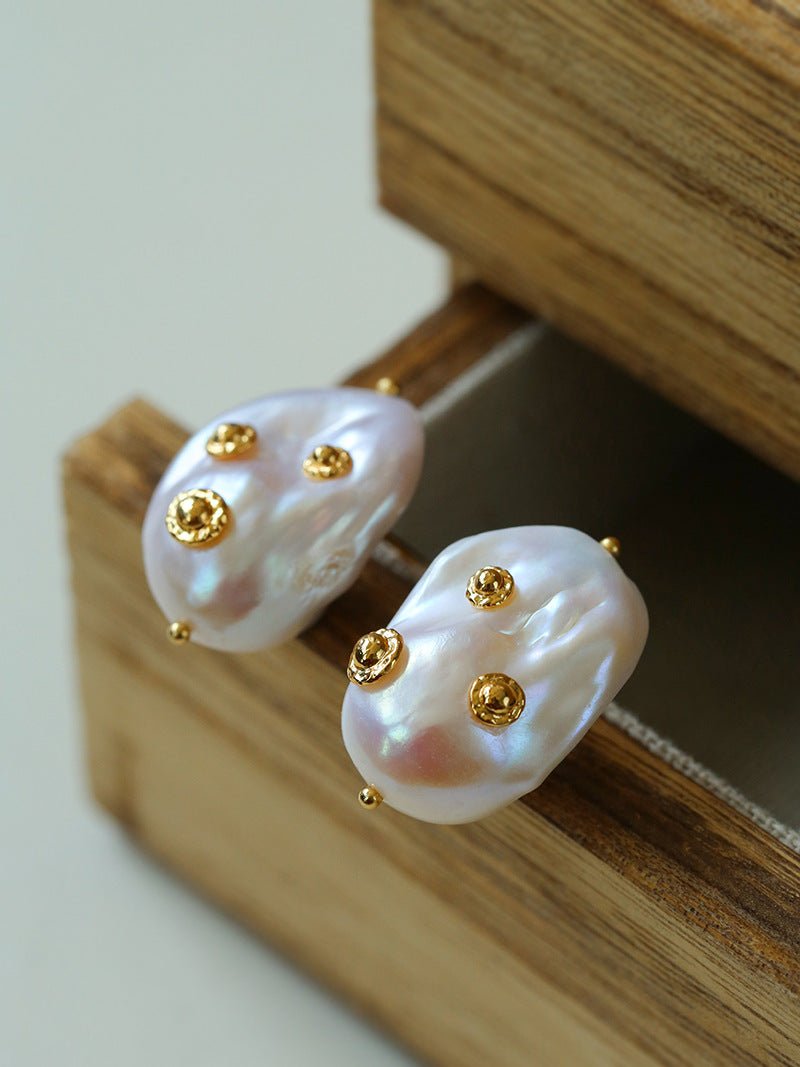 Artisanal Baroque Pearls Earrings - Gold - floysun