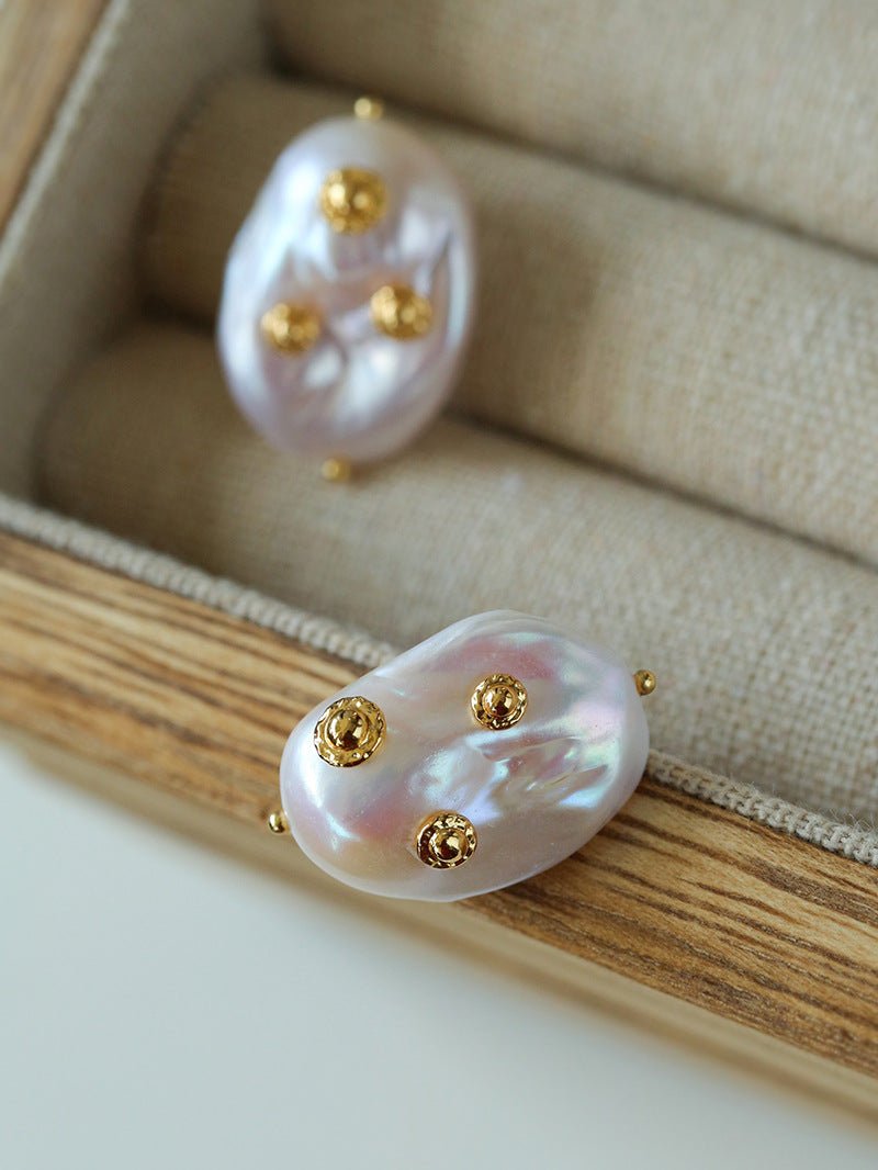 Artisanal Baroque Pearls Earrings - Gold - floysun