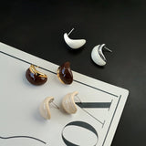 Artisanal Cream Series Enamel Earrings-Dark Coffee - floysun