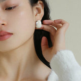 Artisanal Cream Series Enamel Huggie Earrings - floysun