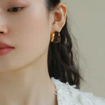 Artisanal Cream Series Enamel Huggie Earrings - floysun