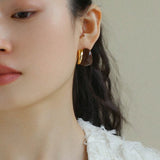 Artisanal Cream Series Enamel Huggie Earrings - floysun