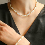 Artisanal White Mother - of - Pearl Beaded Bracelet - floysun