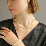 Artisanal White Mother - of - Pearl Beaded Bracelet - floysun