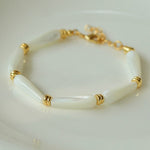 Artisanal White Mother - of - Pearl Beaded Bracelet - floysun