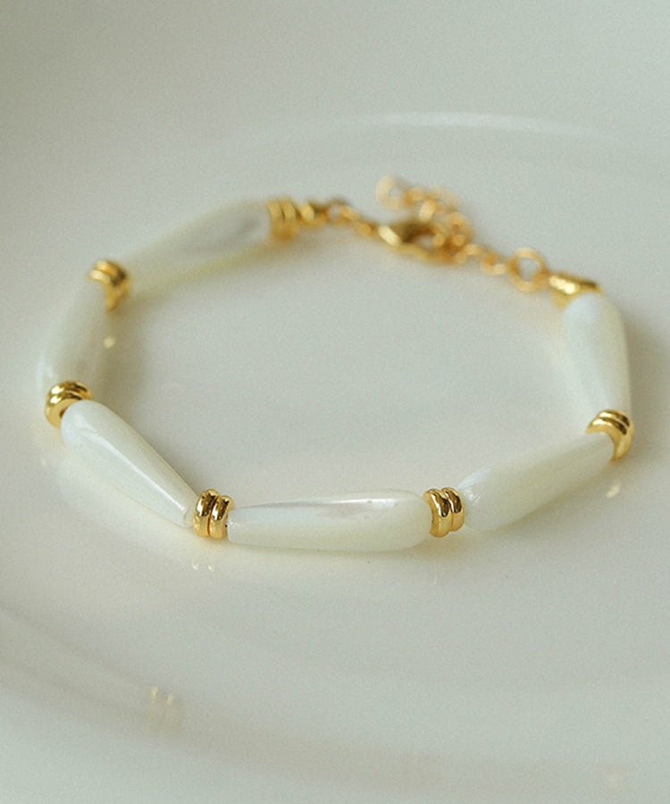 Artisanal White Mother - of - Pearl Beaded Bracelet - floysun