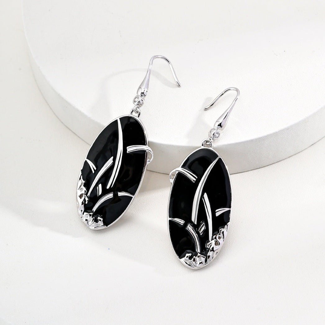 Artistic Black Enamel Glaze Drop Earrings - floysun
