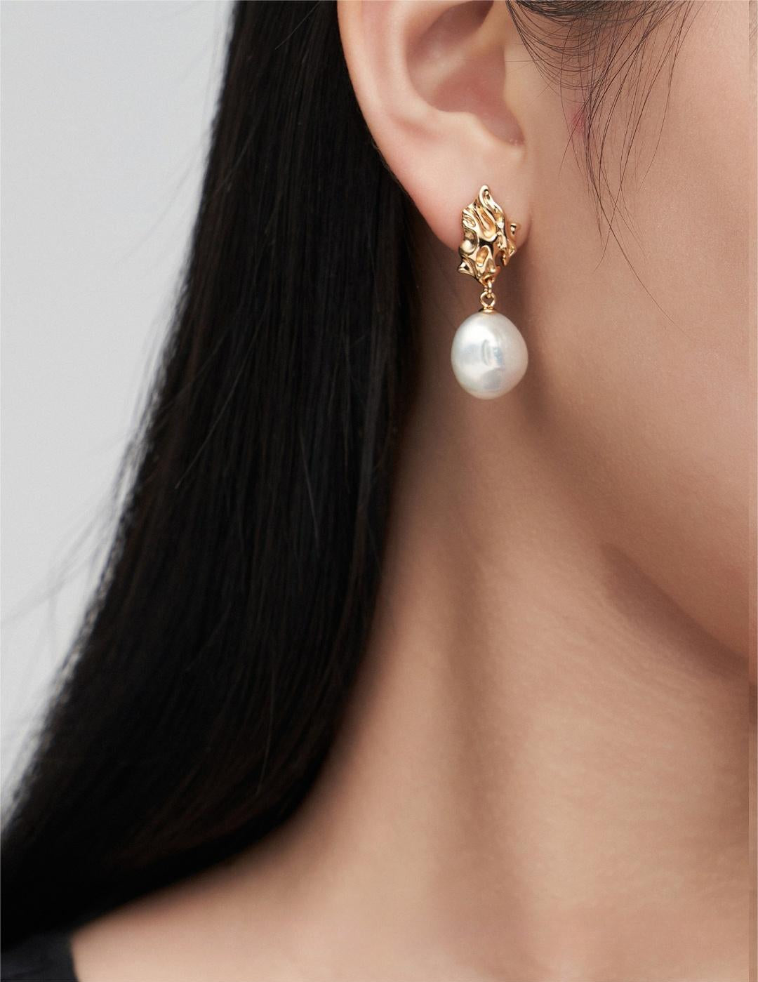 Artistry and Nature Baroque Pearls Drop Earrings - floysun