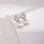 Asymmetrical Textured Pearl Earrings with Zircon Accents - floysun