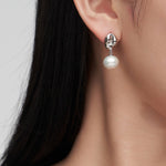 Asymmetrical Textured Pearl Earrings with Zircon Accents - floysun