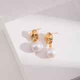 Asymmetrical Textured Pearl Earrings with Zircon Accents - floysun