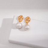 Asymmetrical Textured Pearl Earrings with Zircon Accents - floysun