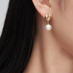 Asymmetrical Textured Pearl Earrings with Zircon Accents - floysun