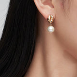 Asymmetrical Textured Pearl Earrings with Zircon Accents - floysun