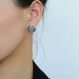 Ancient Greek Retro Blue 925 Silver Coin Stud Earrings-Type J