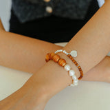 Barbie Sandalwood Freshwater Pearl Stretch Bracelet - floysun