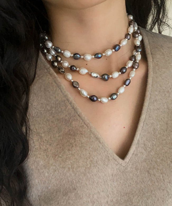 Baroque Mixed Color Pearl Necklace - floysun