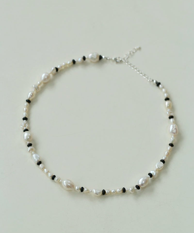 Baroque Pearl and Black Onyx Beaded Necklace - floysun