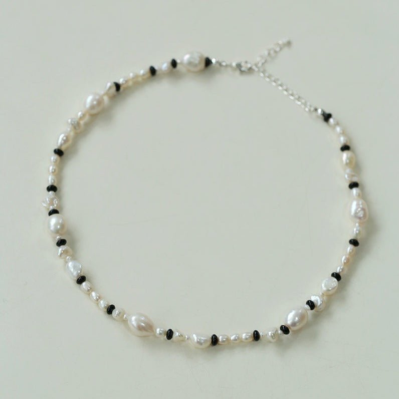 Baroque Pearl and Black Onyx Beaded Necklace - floysun