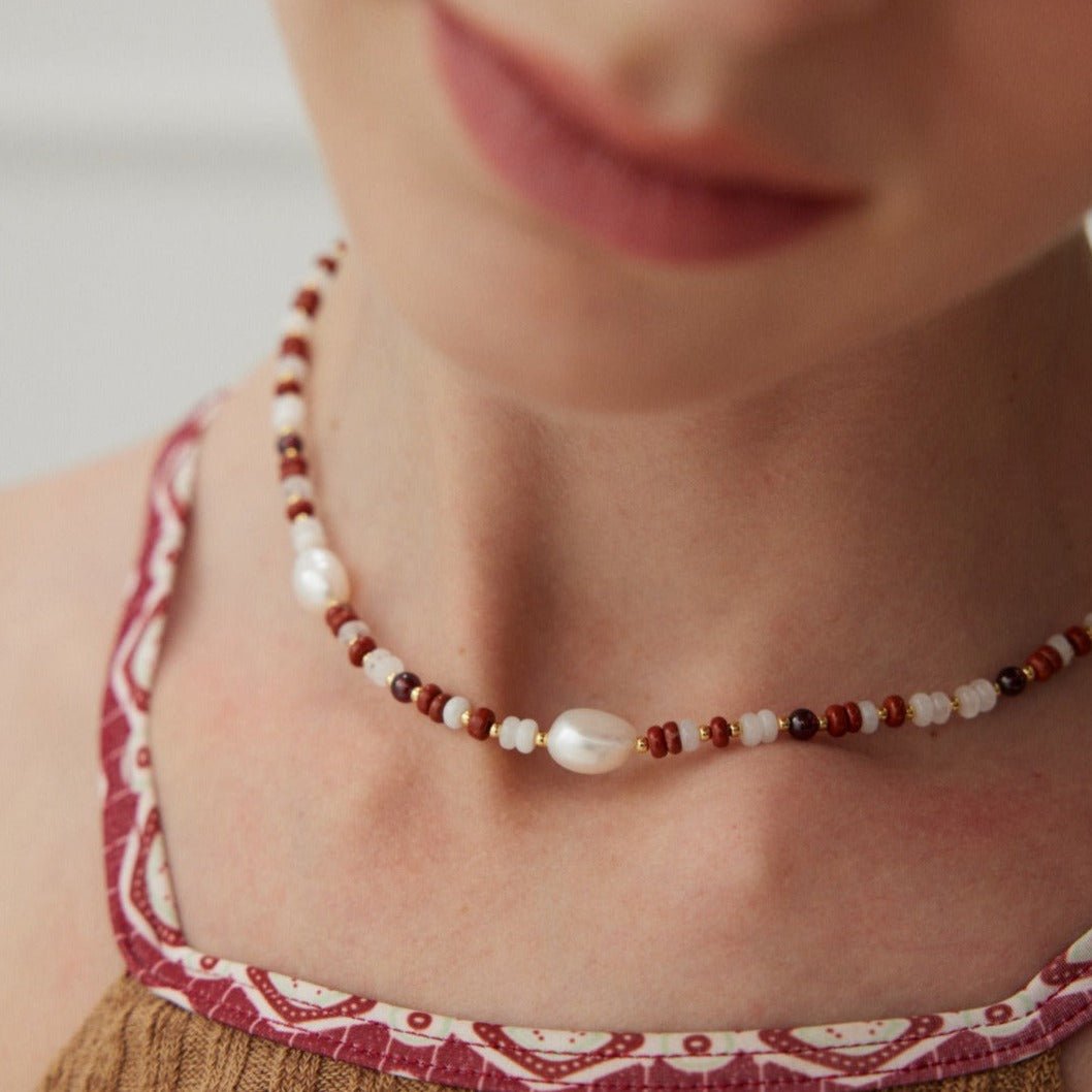 Baroque Pearl and Gemstone Beaded Necklace - floysun
