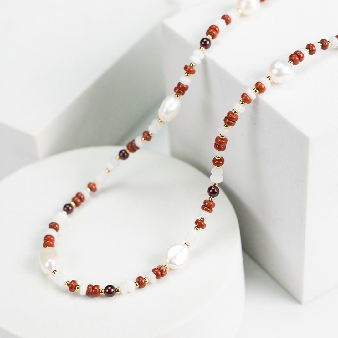 Baroque Pearl and Gemstone Beaded Necklace - floysun