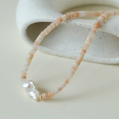 Baroque Pearl Blush Beaded Collar Necklace - floysun