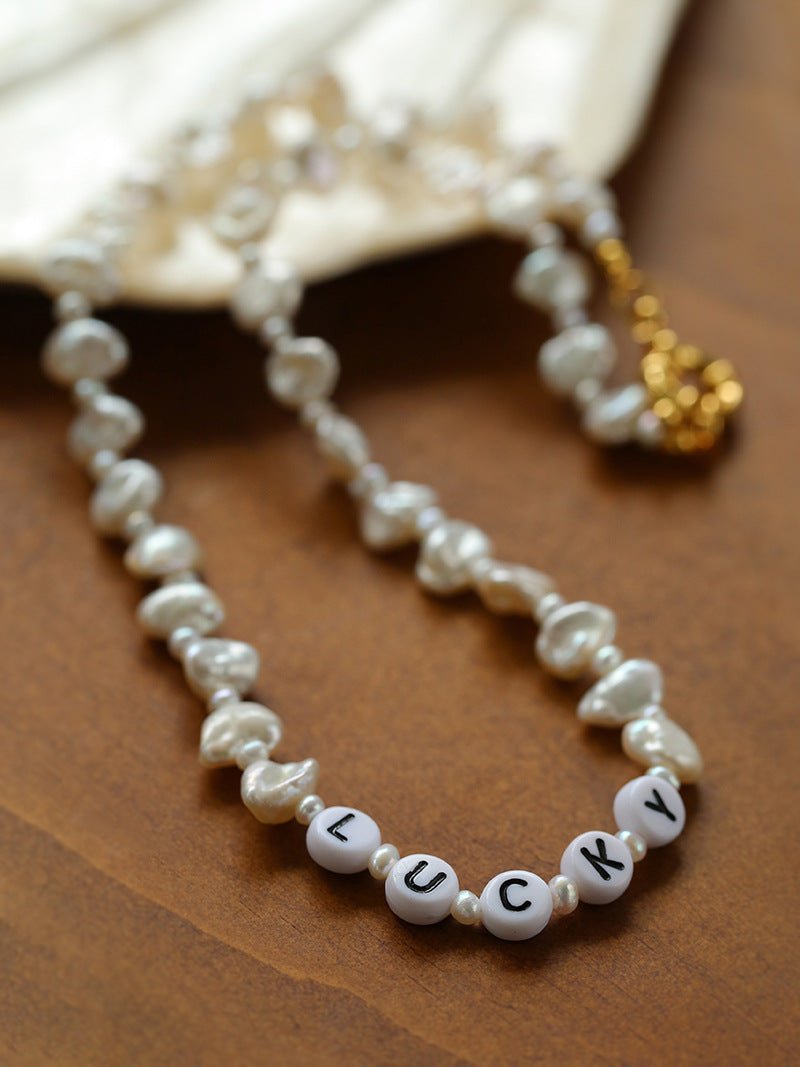 Baroque Pearl Braided Custom Letter Necklace - floysun