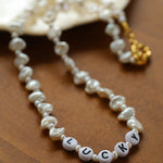 Baroque Pearl Braided Custom Letter Necklace - floysun