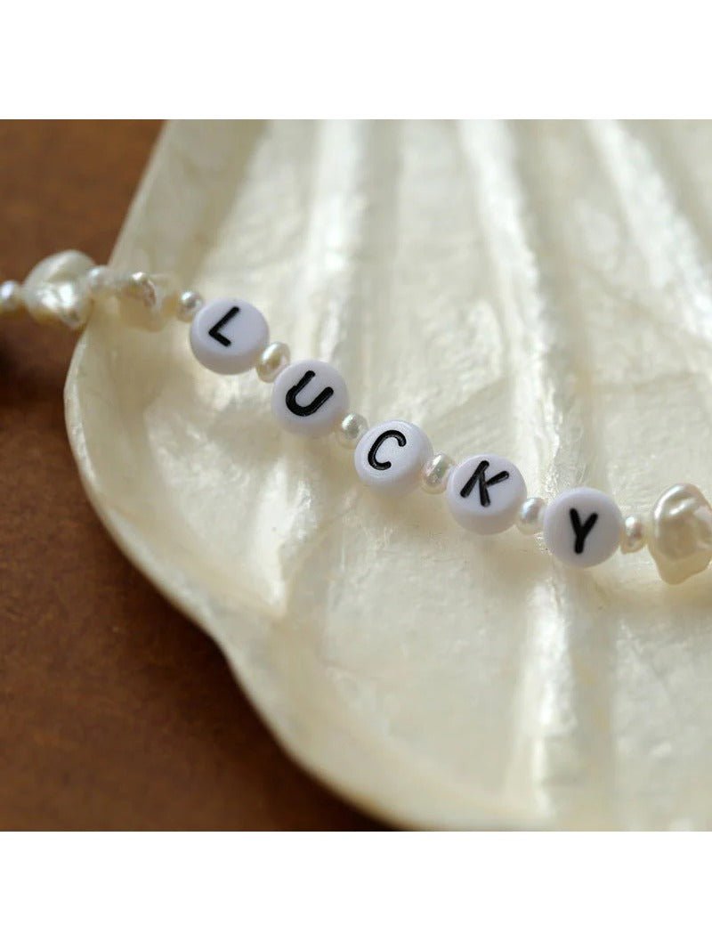 Baroque Pearl Braided Custom Letter Necklace - floysun