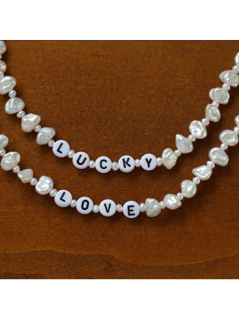 Baroque Pearl Braided Custom Letter Necklace - floysun