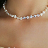 Baroque Pearl Braided Custom Letter Necklace - floysun