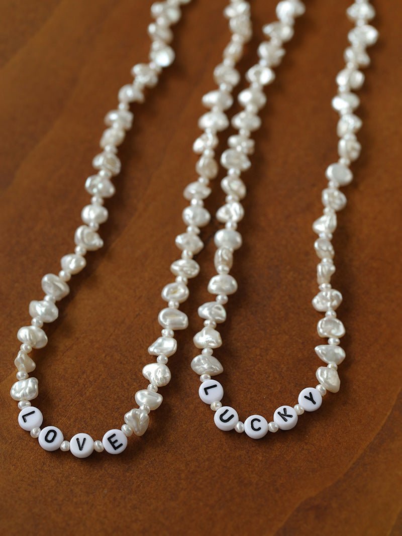 Baroque Pearl Braided Custom Letter Necklace - floysun