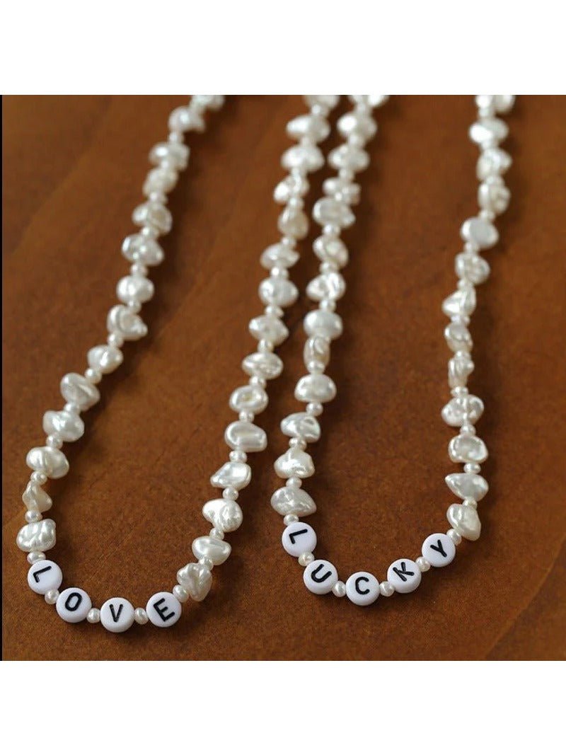 Baroque Pearl Braided Custom Letter Necklace - floysun