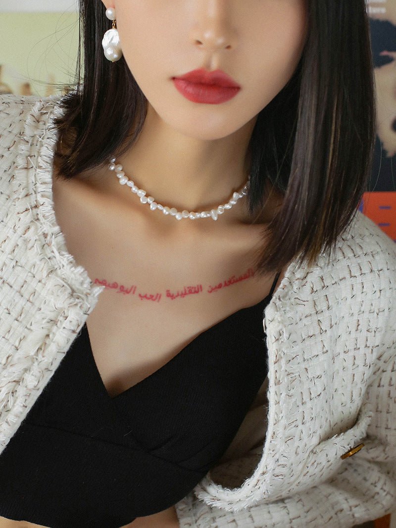 Baroque Pearl Clavicle Chain Necklace - floysun