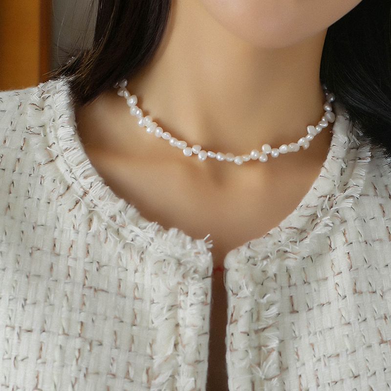 Baroque Pearl Clavicle Chain Necklace - floysun