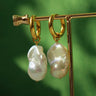 Baroque Pearl Drop Hoop Earrings - floysun