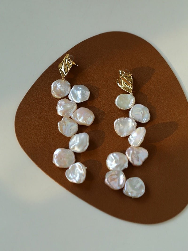 Baroque Pearl Earrings with Scattered Petals - floysun