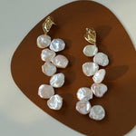 Baroque Pearl Earrings with Scattered Petals - floysun