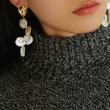 Baroque Pearl Earrings with Scattered Petals - floysun