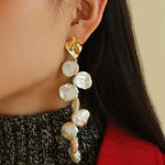 Baroque Pearl Earrings with Scattered Petals - floysun