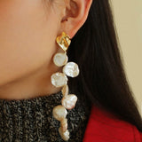 Baroque Pearl Earrings with Scattered Petals - floysun