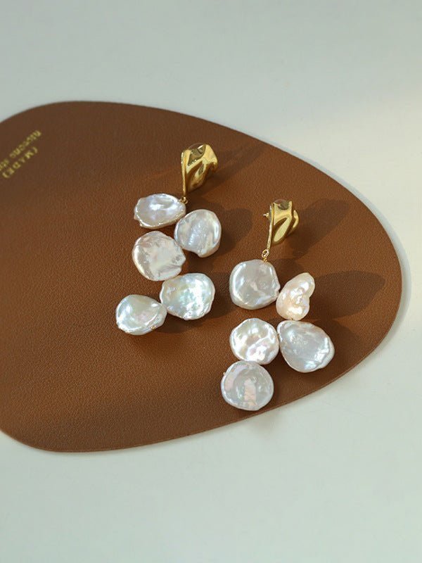 Baroque Pearl Earrings with Scattered Petals - floysun