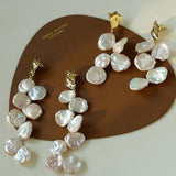 Baroque Pearl Earrings with Scattered Petals - floysun