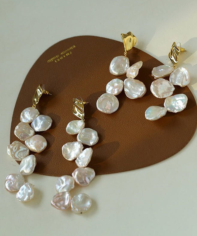 Baroque Pearl Earrings with Scattered Petals - floysun