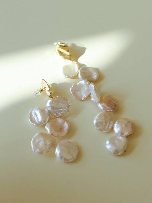 Baroque Pearl Earrings with Scattered Petals - floysun