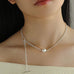 Baroque Pearl Pendant Chain Silver Necklace - floysun