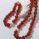 Baroque Pearl Red Onyx Bracelet - floysun