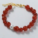 Baroque Pearl Red Onyx Bracelet - floysun