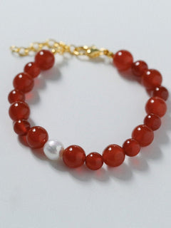 Baroque Pearl Red Onyx Bracelet - floysun